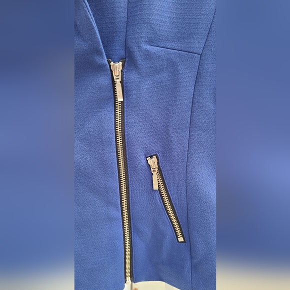 Sandra Angelozzi blue diagonal zipper work blazer -sz30 (europe)/sz0(usa/canada) - Picture 4 of 6